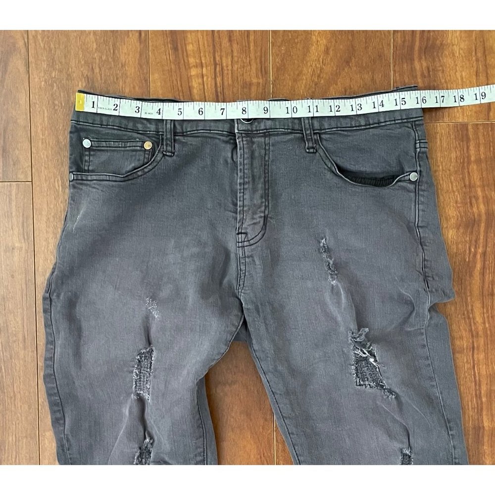 RING OF FIRE SLIM Distressed Destructed Pants Men Gray Size W33 L30 - Picture 10 of 12